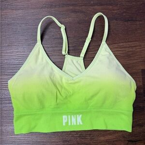 PINK Victoria's Secret Green Sports Bra Racerback Moisture-Wicking